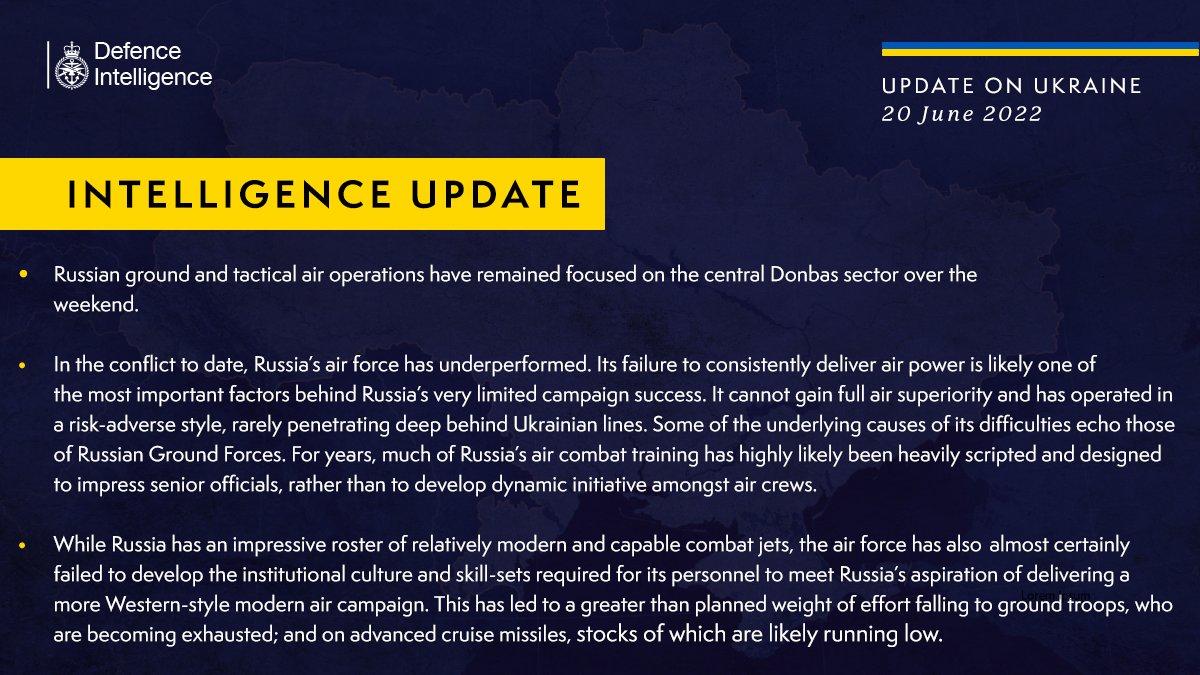 Британская разведка в сводке 20 июня рассказала о ситуации с ВВС РФ