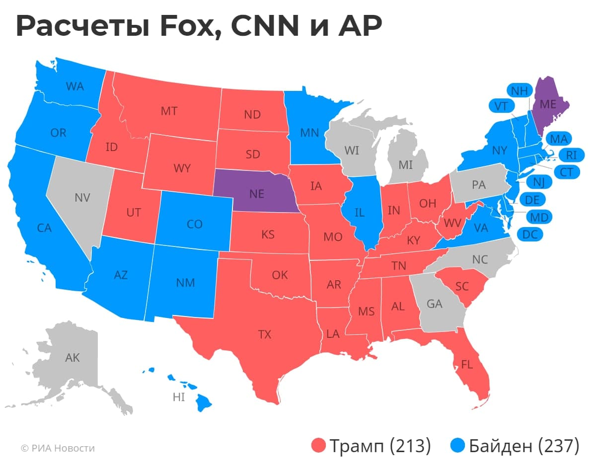 карта выборов США