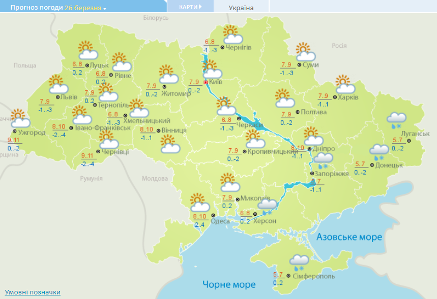 карта погоды в Украине