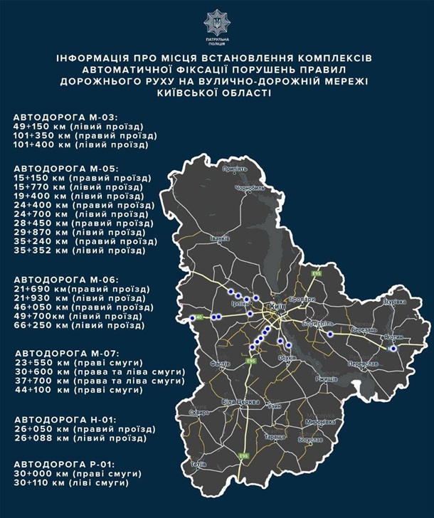 Камеры автофиксации нарушений ПДД под Киевом