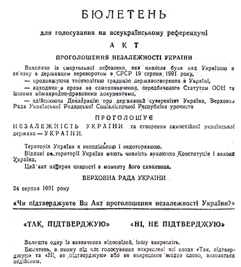 Подтверждаете ли вы Акт провозглашения независимости Украины?