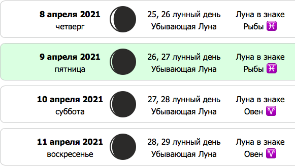 календарь на апрель 2021