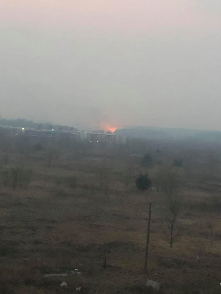 Горящий в Белгородке лес