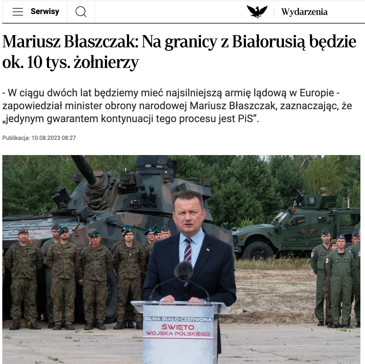 Польша разместит 10 тысяч военных на границе с Беларусью