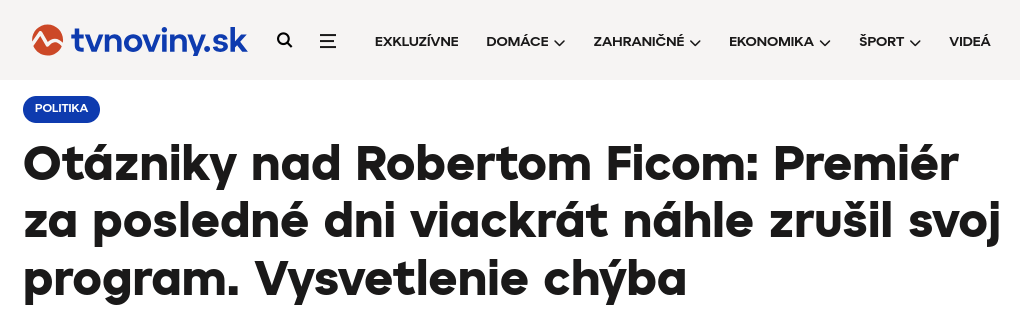 Знімок заголовка на tvnoviny.sk