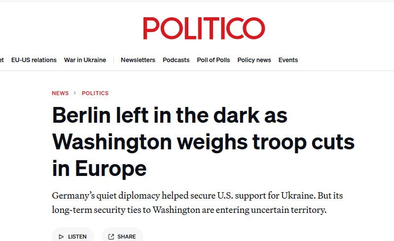 Снимок заголовка на politico.com