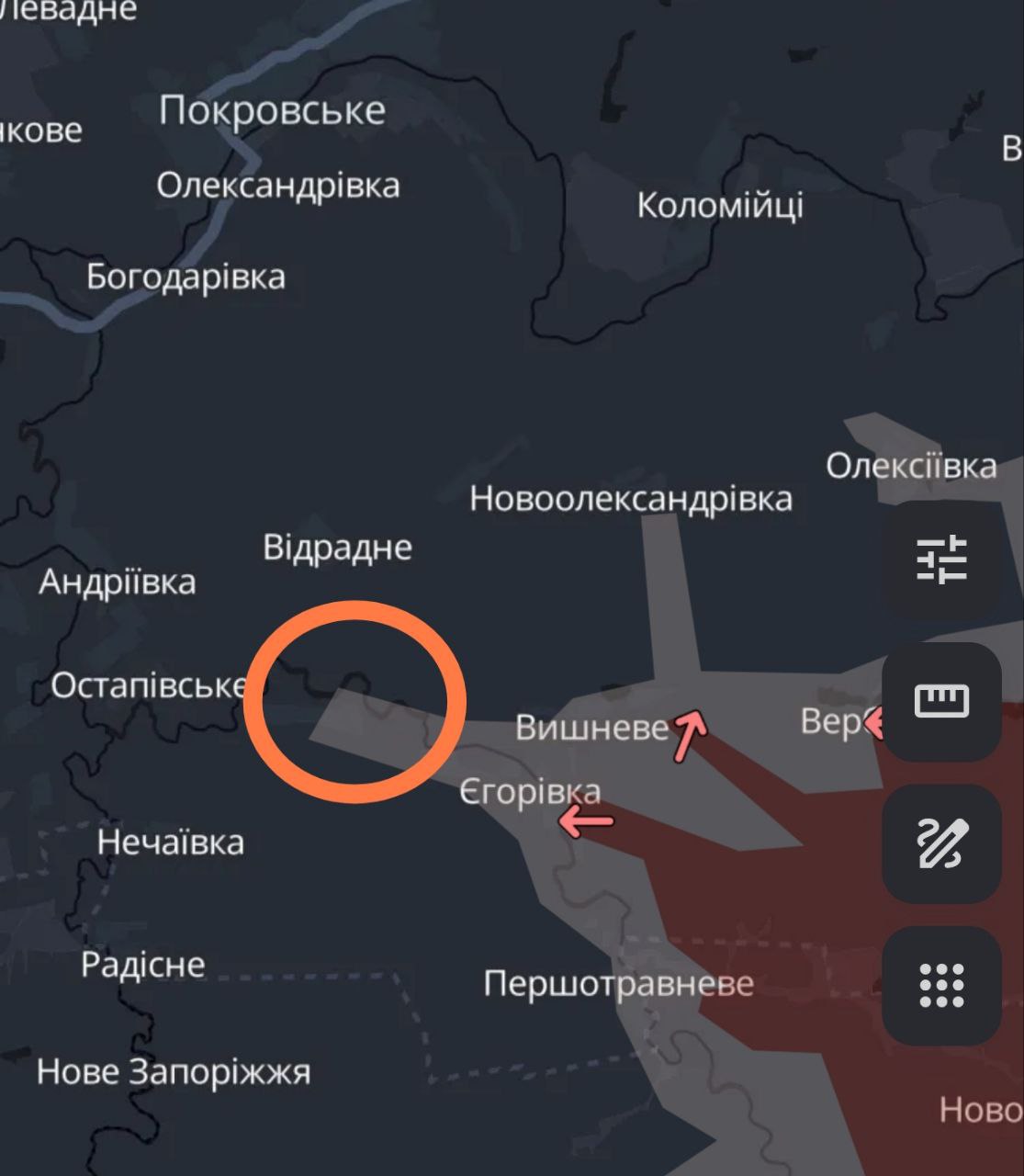 Карта боевых действий (2) в Запорожской области. Источник - Deep State