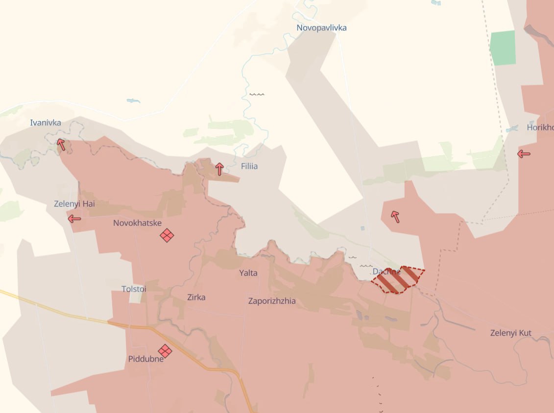 Днепропетровская область - карта боевых действий. Источник - Deep State