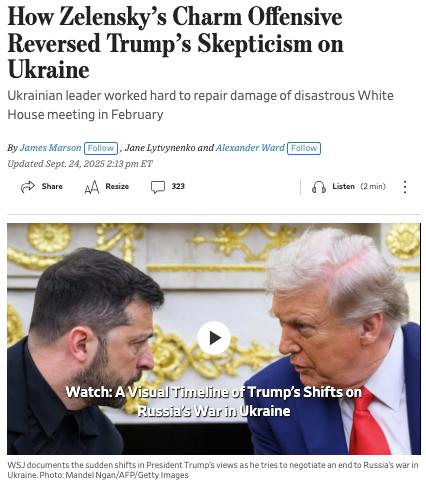 Знімок заголовка на wsj.com