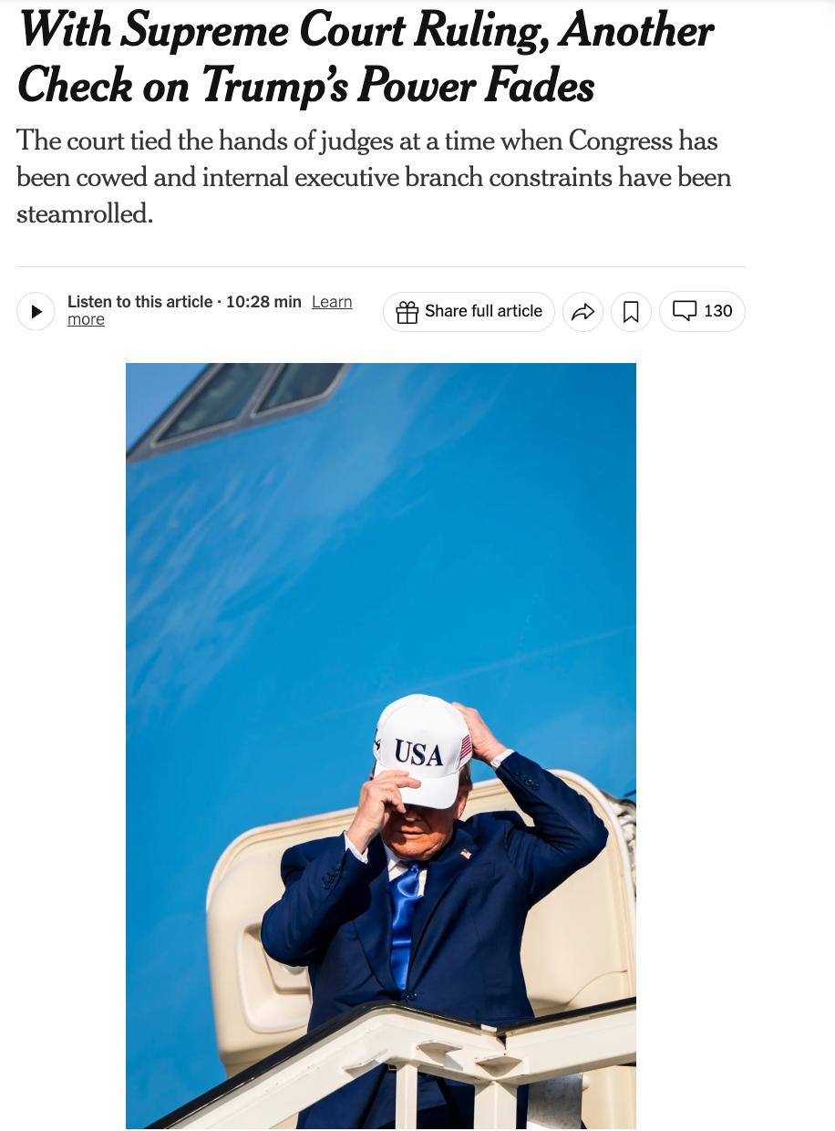 Снимок заголовка на nytimes.com