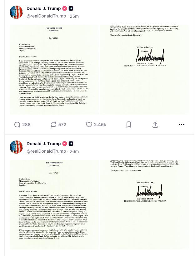 Снимок сообщения на truthsocial.com