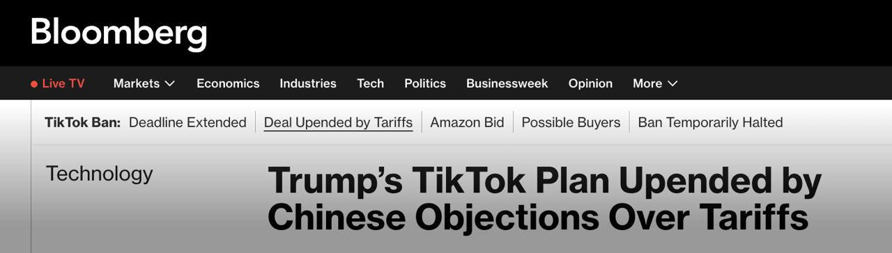 Снимок заголовка на bloomberg.com