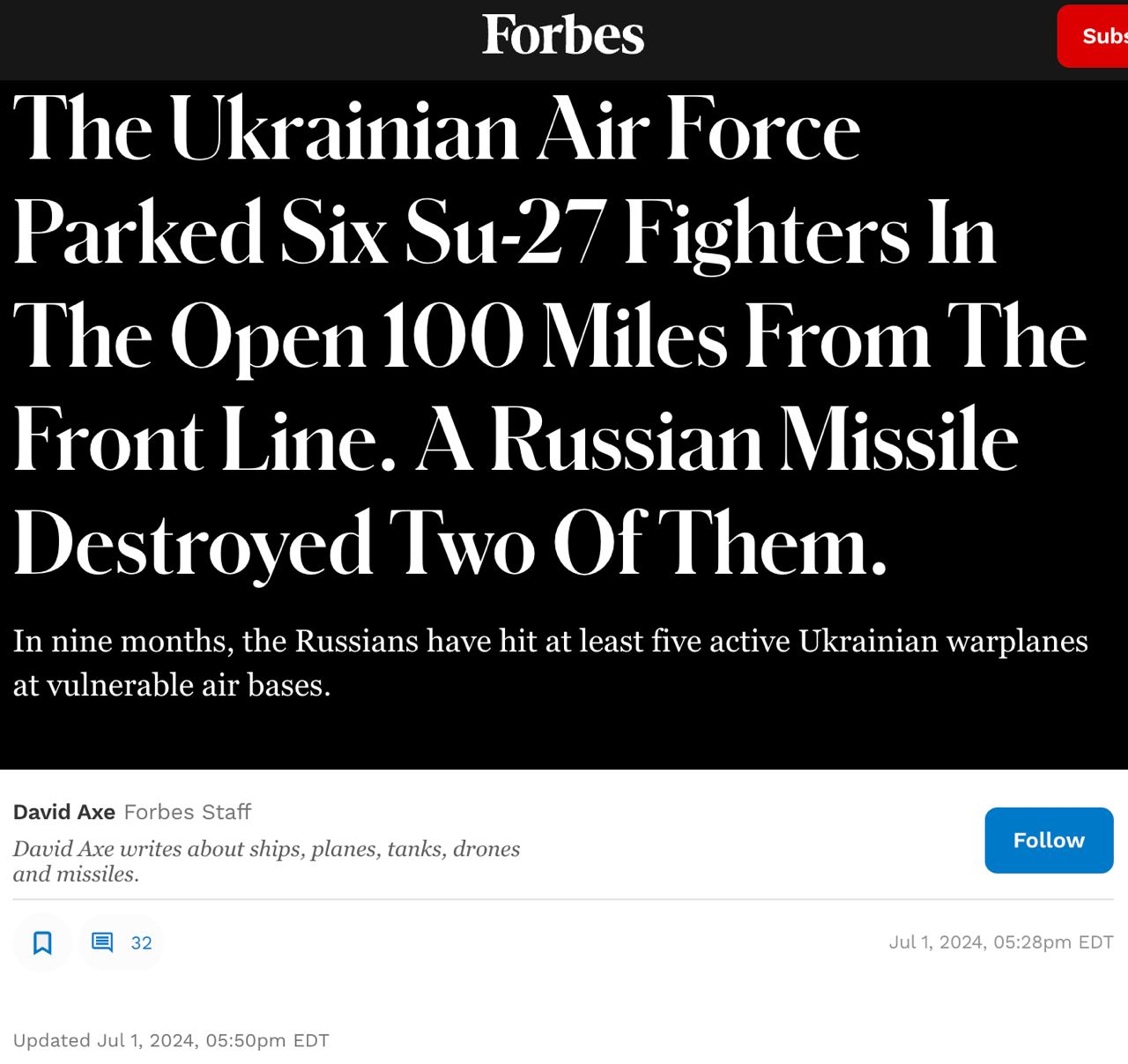 Снимок заголовка в Forbes