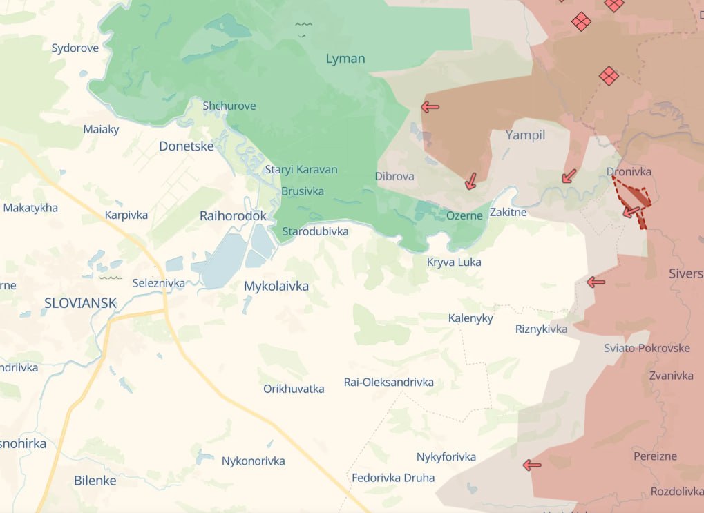 Слов'янський напрямок. Карта бойових дій. Джерело - Deep State